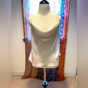 Rainbow cowl neck top